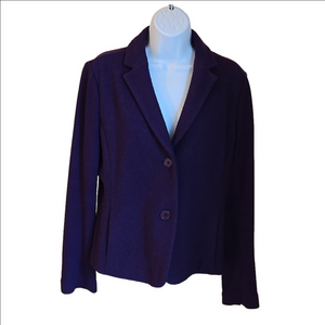 Talbots Wool Blend 2 Button Blazer Knit Sleeves and Back Side Pockets Size 12